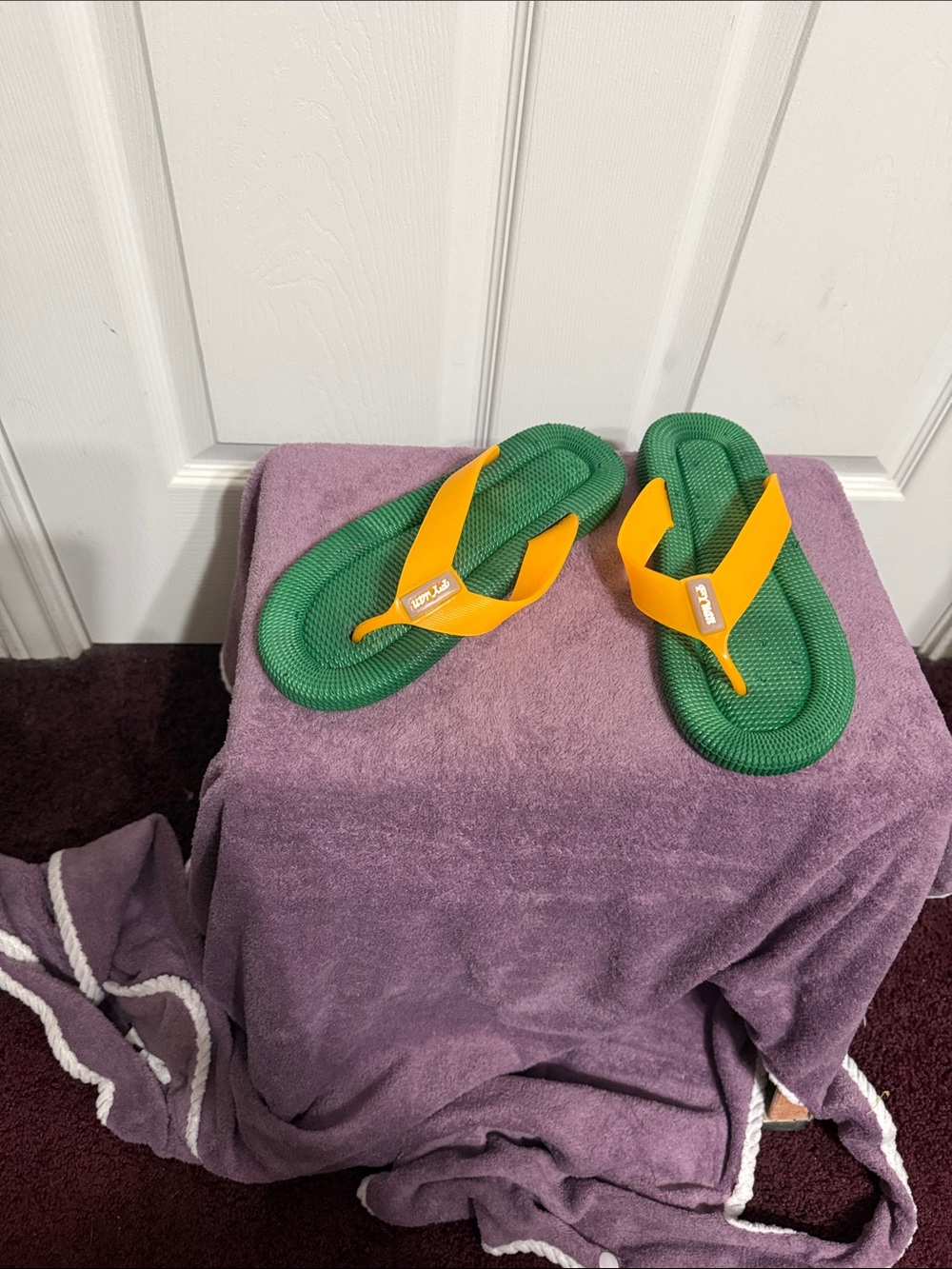 Casual Green and Orange Flip Flop Sandals